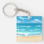 Tropische oceaan strand scene kustlandschap sleutelhanger (Voorkant)