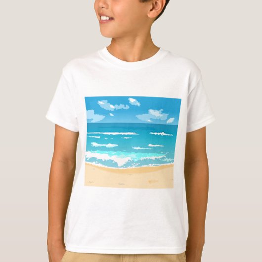 Tropische oceaan strand scene kustlandschap t-shirt (Voorkant)