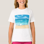 Tropische oceaan strand scene kustlandschap t-shirt (Voorkant)