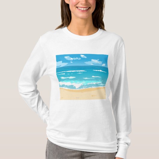 Tropische oceaan strand scene kustlandschap t-shirt (Voorkant)