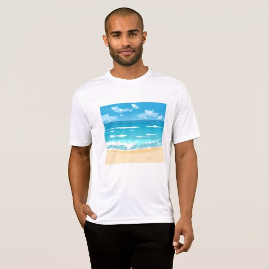 Tropische oceaan strand scene kustlandschap t-shirt (Voorkant volledig)