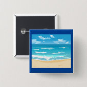 Tropische oceaan strand scene kustlandschap vierkante button 5,1 cm (Voorkant /achterkant)