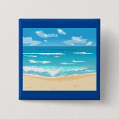 Tropische oceaan strand scene kustlandschap vierkante button 5,1 cm (Voorkant)