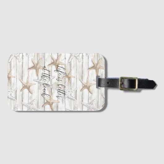 Tropische oceaan strand zeesterren bagagelabel (Voorkant (horizontaal))