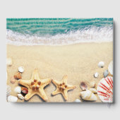 Tropische oceaan strandijschelpen bruiloft gastenboek (Achterkant)
