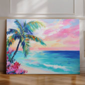 Tropische Oceaan Sunset Art, Palm Tree Canvas Afdruk