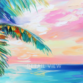 Tropische Oceaan Sunset Art, Palm Tree Canvas Afdruk