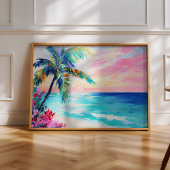 Tropische Oceaan Sunset Art, Palm Tree Poster