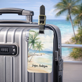 Tropische oceaan vakantie aan het strand bagagelabel