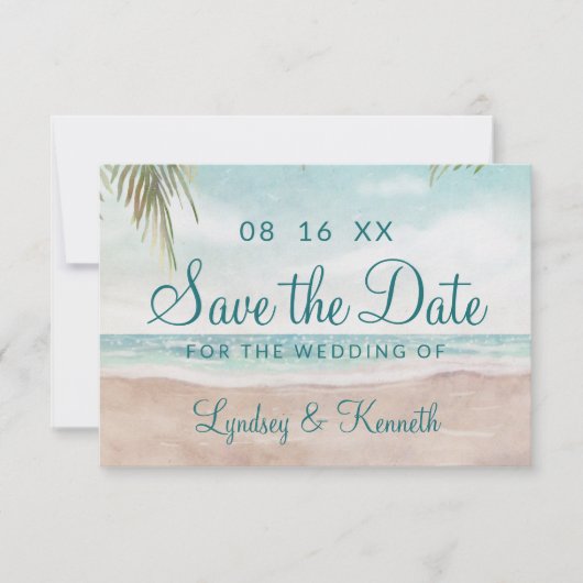 Tropische oceaan van de strand van Island Breeze Save The Date (Voorkant)