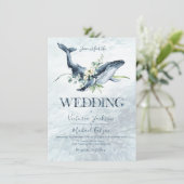 Tropische oceaan walvis bruiloft uitnodigingen (Staand voorkant)