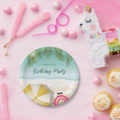 Tropische oceaan zand strand golven zomer verjaard papieren bordje (Feest)