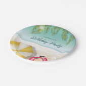 Tropische oceaan zand strand golven zomer verjaard papieren bordje (Gekanteld)