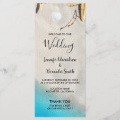 Tropische oceaan zandstrand zeesterren bruiloft programmakaart (Voorkant)