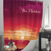 Tropische Oceaan zonsondergang monogram Douchegordijn