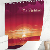 Tropische Oceaan zonsondergang monogram Douchegordijn