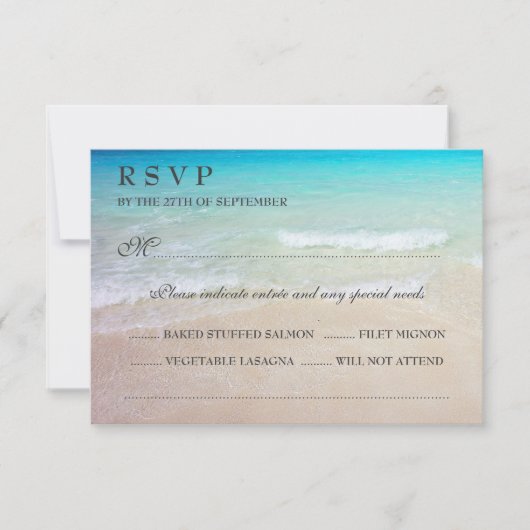 Tropische oceaanbruiloft RSVP met Entrées Kaartje (Voorkant)