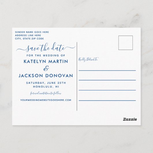 Tropische oceaangolven Foto Beach Save the Date Briefkaart (Achterkant)