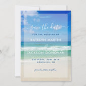 Tropische oceaangolven Foto Beach Save the Date Kaart (Voorkant)