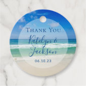 Tropische oceaangolven Fotografie Beach Weddenscha Bedankjes Labels (Voorkant)