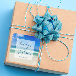 Tropische oceaangolven Fotografie Beach Weddenscha Vierkante Sticker