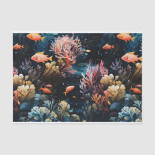 Tropische oceaanvis en koraal art nr. 1 tissuepapier
