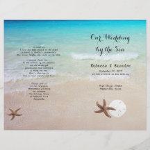 Tropische Ocean Beach Folded Wedding Programme