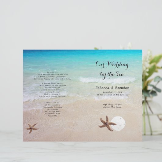 Tropische Ocean Beach Folded Wedding Programme (Staand voorkant)