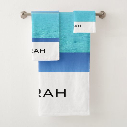Tropische Ocean Beach Monogram Bathroom Bad Handdoek (Insitu)