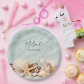 Tropische Ocean Beach Seashell Marmer Wedding Papieren Bordje (Feest)