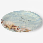 Tropische Ocean Beach Seashell Marmer Wedding Papieren Bordje (Gekanteld)
