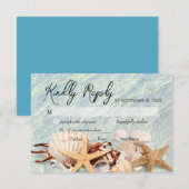 Tropische Ocean Beach Seashell RSVP-kaart RSVP Kaartje (Voorkant / Achterkant)