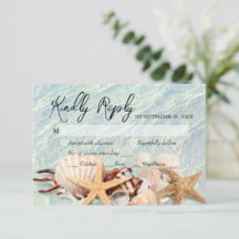 Tropische Ocean Beach Seashell RSVP-kaart