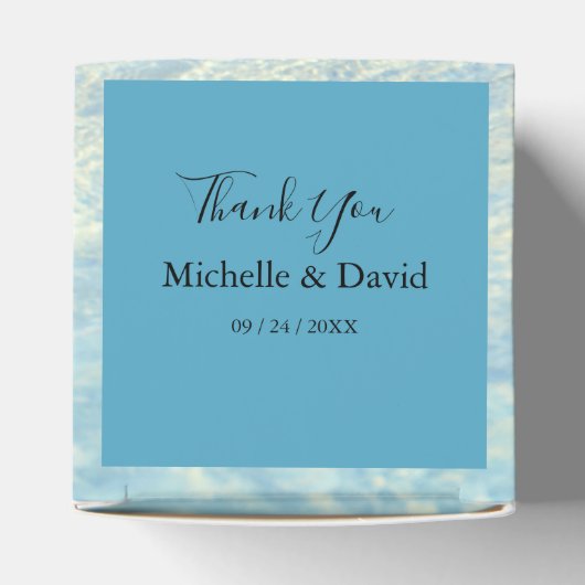 Tropische Ocean Beach Seashell Weddenschap Box Bedankdoosjes (Bovenkant)