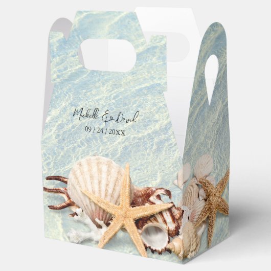 Tropische Ocean Beach Seashell Weddenschap Box Bedankdoosjes (Geopend)