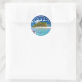 Tropische Ocean Beach Typografie Ronde Sticker (Tas)