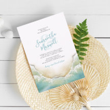 Tropische Ocean Blue Waterverf Shoreline Weddensch