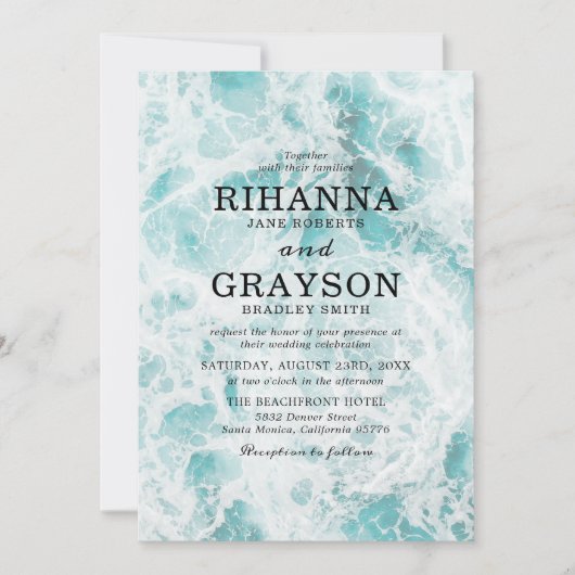 Tropische Ocean Destination Wedding Kaart (Voorkant)