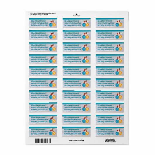 Tropische Ocean Holiday Return Address Label (Full Sheet)