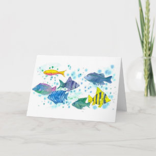 Tropische Ocean School of Fish Blank Note Card Kaart