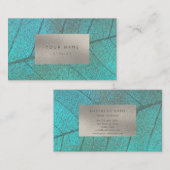 Tropische Ocean Silver Grey White Folie Botanische Visitekaartje (Voorkant / Achterkant)