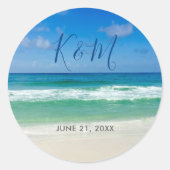 Tropische Ocean Wave Foto Beauful Beach Wedding Ronde Sticker (Voorkant)