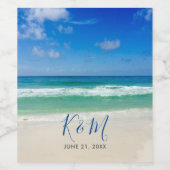 Tropische Ocean Wave Foto Beauful Beach Wedding Wijn Etiket (Enkel label)