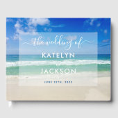 Tropische Ocean Waves Foto Elegant Beach Wedding Gastenboek (Voorkant)