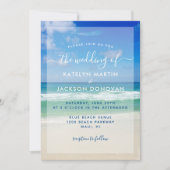 Tropische Ocean Waves Foto Elegant Beach Wedding Kaart (Voorkant)
