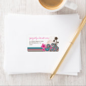 Tropische Ocean Waves Hibiscus Palm Trein Adres Etiket (Insitu)