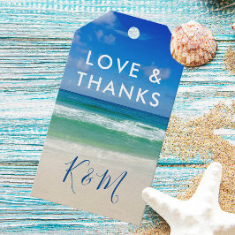 Tropische Ocean Waves Love & Bedankt Beach Weddens Cadeaulabel