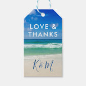 Tropische Ocean Waves Love & Bedankt Beach Weddens Cadeaulabel (Voorkant)