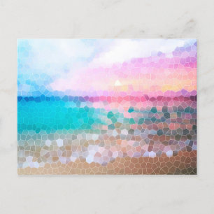 Tropische ochtend Sunrise Stain Glass Beach Briefkaart