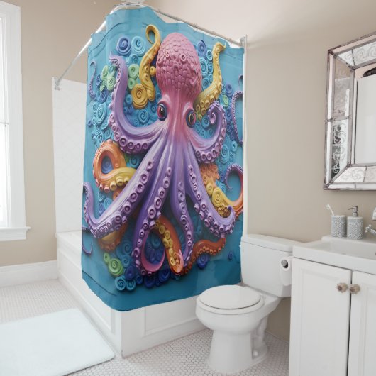 Tropische OCTOPUS zee oceaan strand Douchegordijn (In situ)
